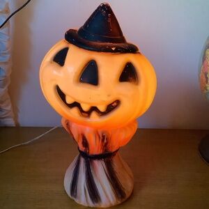 Vintage Empire Plastic Corp 1969 Pumpkin Jack-O-Lantern Stalk Light Up Blow Mold